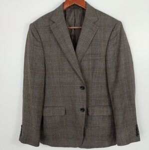 Ralph Lauren Black Label Blazer Mens 38S Slim Fit Brown Wool Silk Linen